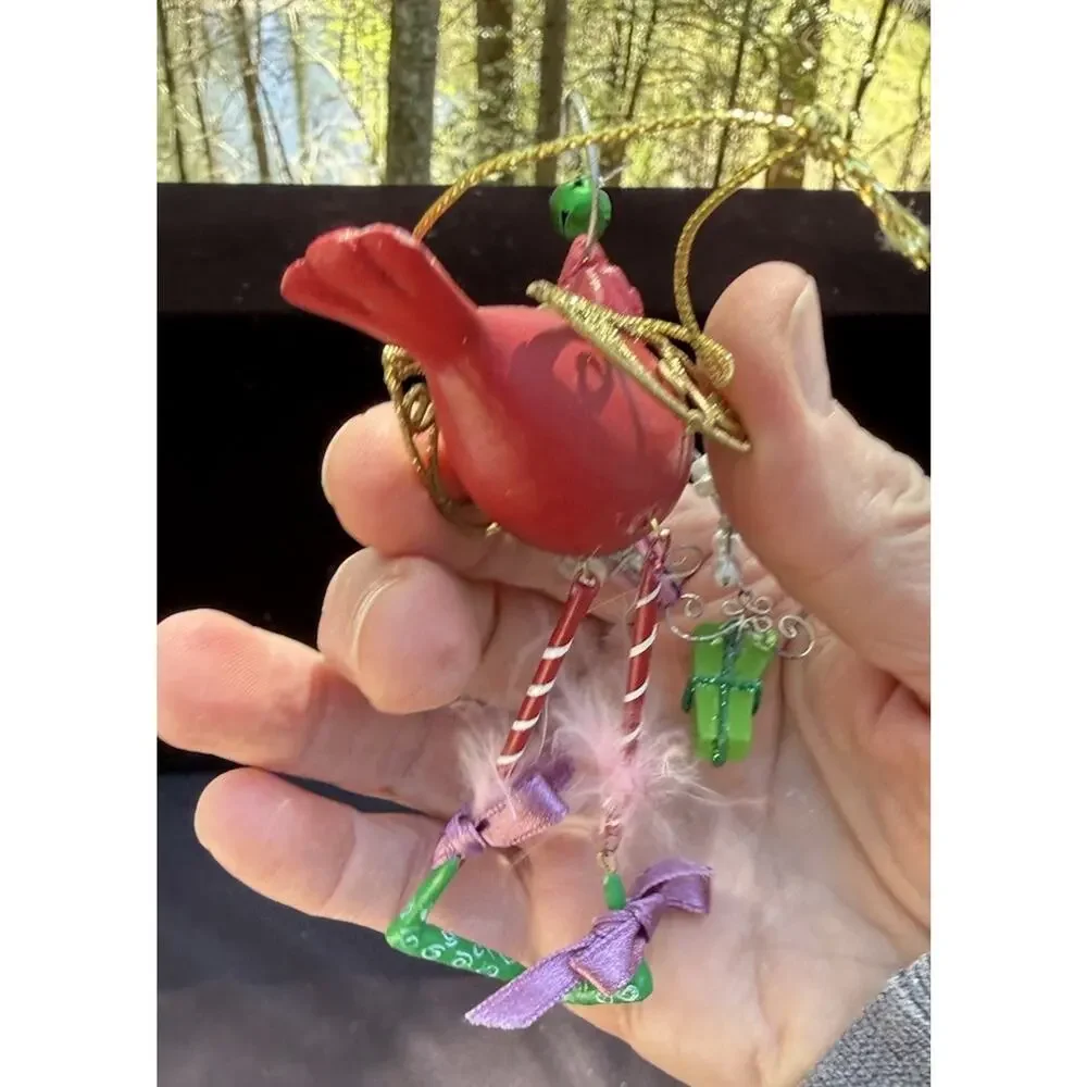 Vintage Katherines Collection Dangle Leg Red Bird Christmas Ornament Rare! -K2